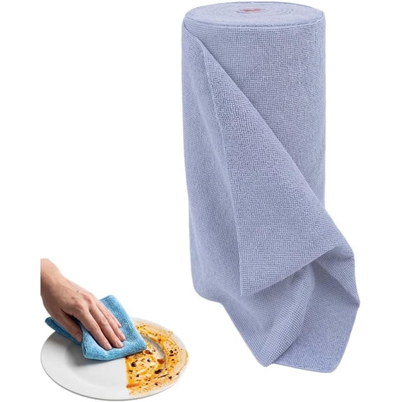 Reusable Microfiber Cleaning Cloth Roll, 2026 New Tear Away Towels, Ultra Absorbent Cloth, Lint Free Microfiber Cloth for Auto Detailing, Multipurpose Cleaning Cloth for Home and Kitchen (Blue*20)