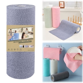 Reusable Microfiber Cloth Basdi Reusable Microfiber Cleaning Cloth Roll - 20 Tear-Off Towels for Kitchen and Car | Highly Absorbent, Washable, Eco-Friendly Alternative to Paper Towels, D