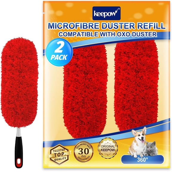 Reusable Microfiber Duster Refills Compatible with OXO Duster, Washable Dusters Refill Compatible with Good Grips Microfiber Extendable Dusters for Cleaning, 2 Pack(Handle is Not Included)