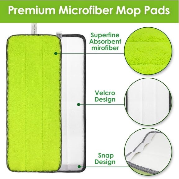 Reusable Microfiber Mop Pads 13" x 5", 6-Pack Compatible with  Rinse 'n Wring Mop -  &  Washable