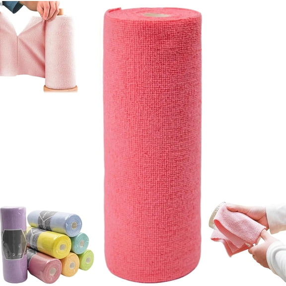Reusable Microfiber Paper Towels Roll, 2025 New Beneathk Microfiber Paper Towels Roll, Reusable Paper Towels Washable Roll, Scratch Free, Ultra Absorbent Dish Rags for Kitchen, Car, Dishes (Red)