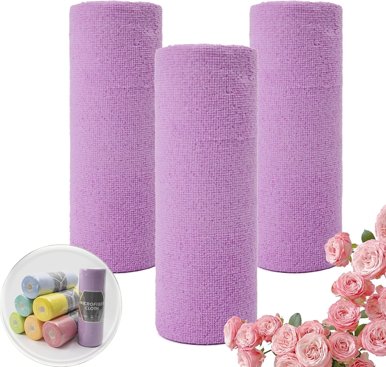 Reusable Microfiber Paper Towels Roll, 2025 New  Microfiber Paper Towels Roll, Reusable Paper Towels Washable Roll, Ultra Absorbent Dish Rags for Kitchen, Car, Dishes