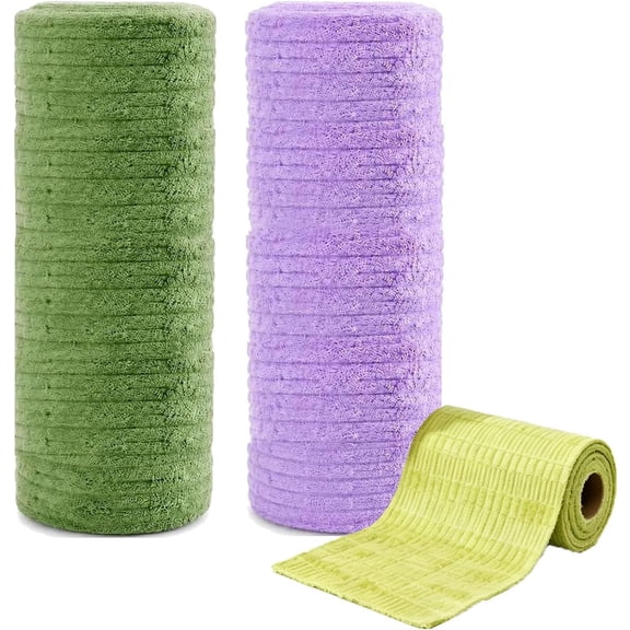 Reusable Microfiber Tear-Off Cleaning Cloth Roll, Washable Kitchen Towels for Multi-Surface and Household Cleaning