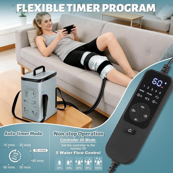 Soothing Blue Cold Therapy Machine with Timer & Flow Control – Ice Water Circulation ...