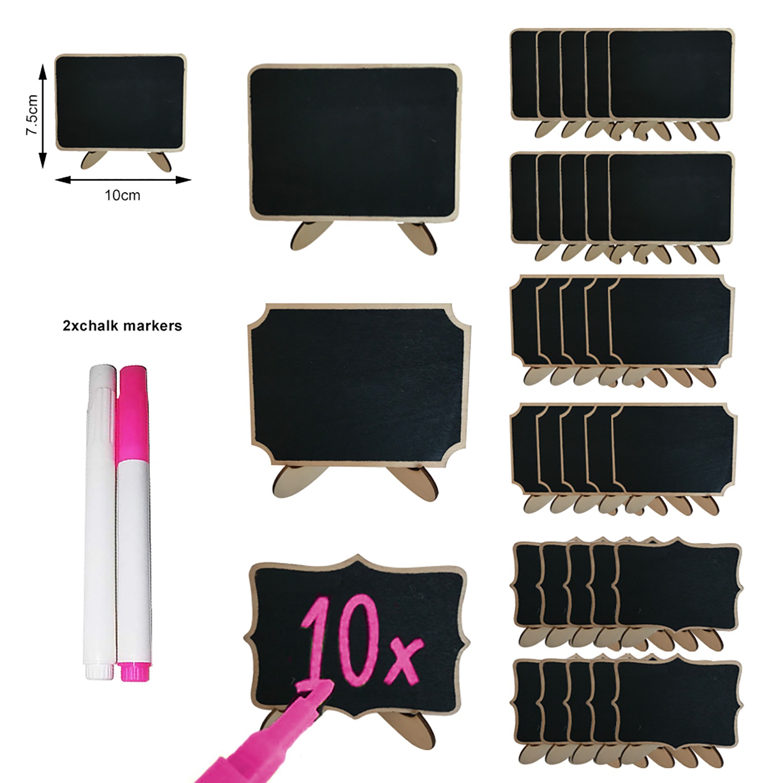 Reusable Sign Board Reusable Mini Chalkboard Signs 30 Pcs in 3 Designs for Food Labels ...