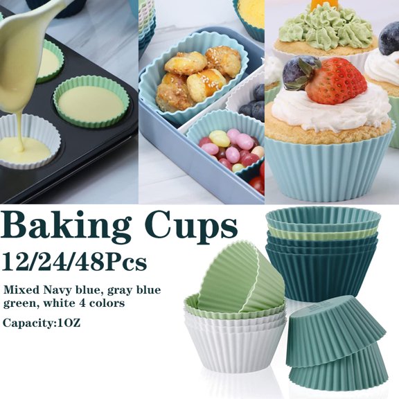 Reusable Mini Silicone Baking Cups,Non-Toxic, BPA Free,1Oz,12Pcs