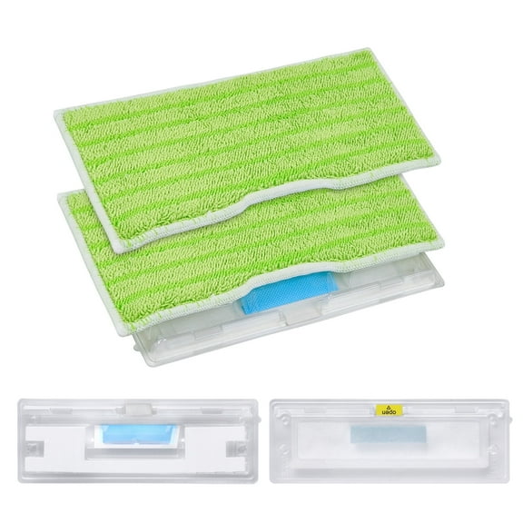 Reusable Mop Pad Refills Compatible with Shark VACMOP VM252 VM250 VM205 VM200 VM190 VC205 QM250, Vacuum Mop Pad Refills, Washable mop pad with a Reusable Dirt Chamber(2 2 Packs Green)