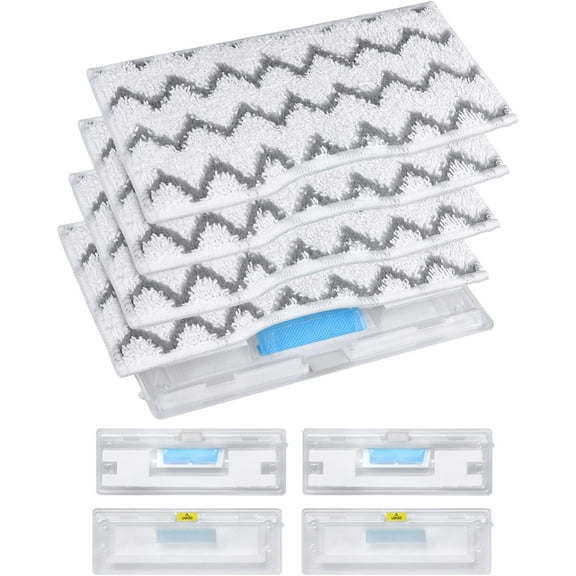 Reusable Mop Pad Refills Compatible with Shark VACMOP VM252 VM250 VM205 VM200 VM190 VC205 QM250, Vacuum Mop Pad Refills, Washable mop pad with Reusable Dirt Chamber(4+4 Packs)