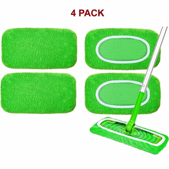 Reusable Mop Pads Compatible with SWF-Sweper Mop, Wet and Dry Flat mop Cover, Washable Pads for Surface/Hardwood Floor Cleaning 4 PACK