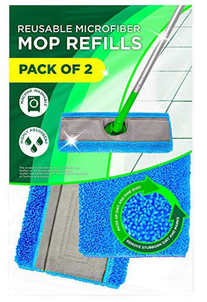 Turbo Microfiber Reusable Mop Pads Fits Swiffer Sweeper 12 Inch, 2
