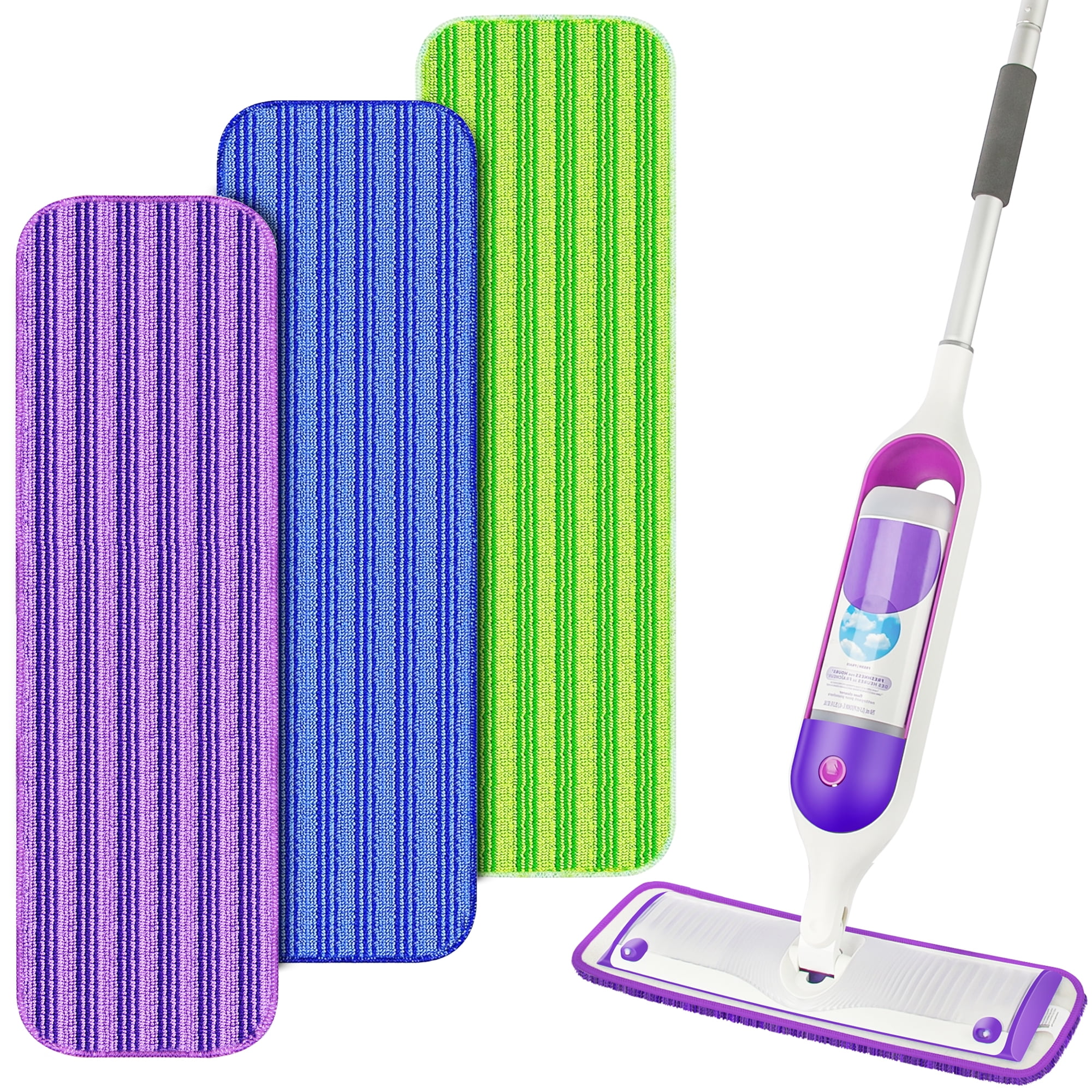 MYSPRI Reusable Mop Pads for SwifferPower Mop Refills, Microfiber Machine Washable Wet Pads Replacement for 13''-15'' Floor Mops,3 Pack