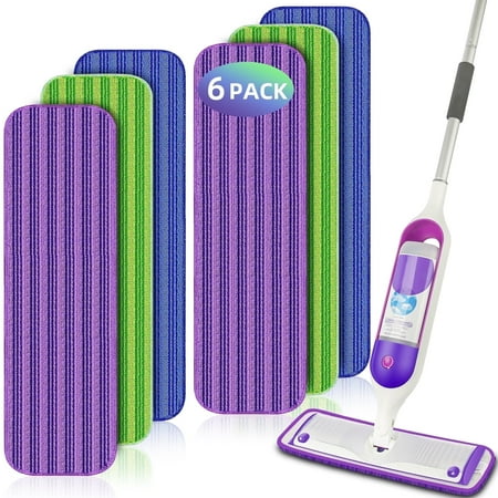 Reusable Power Mop Pads Refills for SwifferPower Mop, MYSPRI Washable Microfiber Mop Pads for Multi-Surfaces Floor Cleaning, 6 Pack