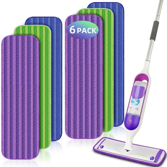 Reusable Power Mop Pads Refills for SwifferPower Mop, MYSPRI Washable Microfiber Mop Pads for Multi-Surfaces Floor Cleaning, 6 Pack