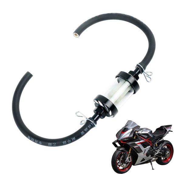 Reusable Motorcycle Filter with Transparent Glass Bowl, High Flow Universal Fit, Washable Alloy Filter with Installation Kit