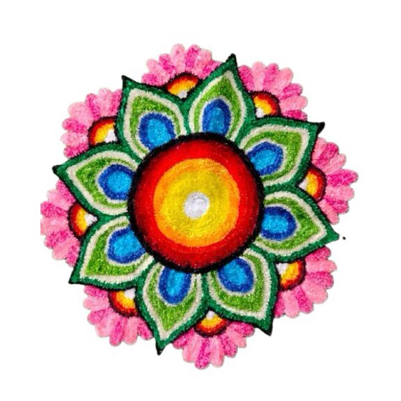 Reusable Multicolor Floral Rangoli Decoration Mat Acrylic & Powder Design for Diwali, Weddings, Festivals, Home Dcor