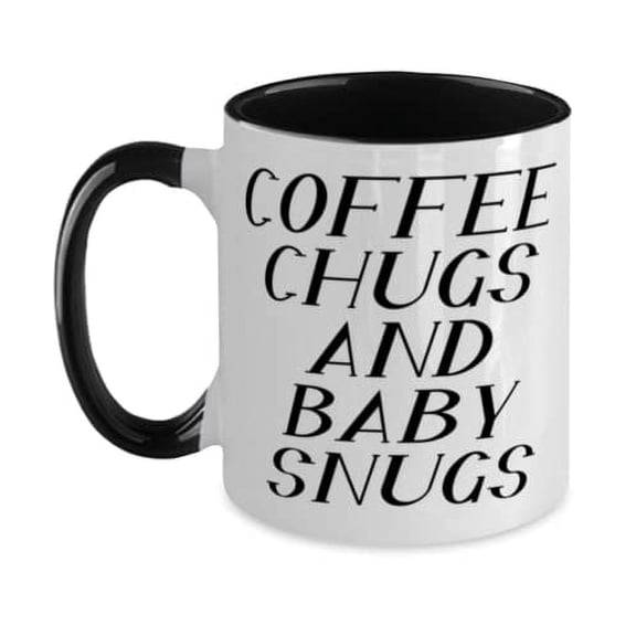 Reusable Mum Two Tone 11oz Mug, Coffee Chugs And Baby Snugs, Present For Mom, Fancy From Daughter