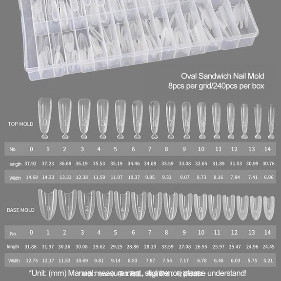 Reusable Nail Extension Molds Top Bottom Kit For Gel Acrylic Tips