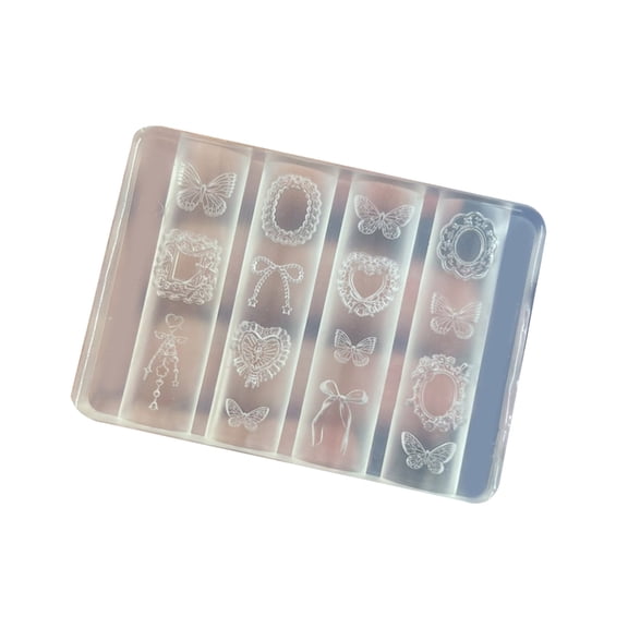 Reusable Nails Art Stencil Template Featuring Embossed Frame Butterfly Bowknot Designs For Craft Jewelry Phone Case Deco