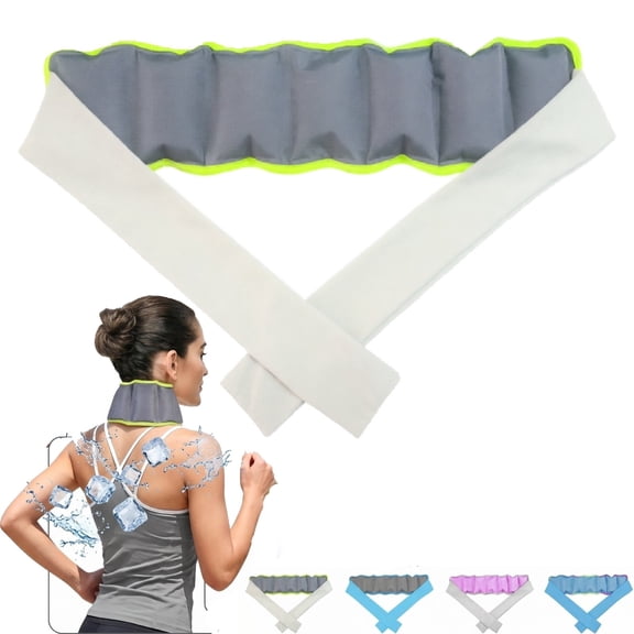 Reusable Neck Cooling Scarf with Ice Packs, Adjustable Cold Neck Wrap for Summer Heat Relief, Breathable Cooling Neck Collar for Outdoor Work, Hiking, Sports, Men & Women(Green)