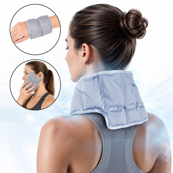 Cooling Neck Wrap for Hot Weather, Water-Activated Neck Cooler with Elastic Strap, Reusable Ice Pack Set for Outdoor Work, Hiking, Camping & Sports, Includes 2 Mini Cooling Packs