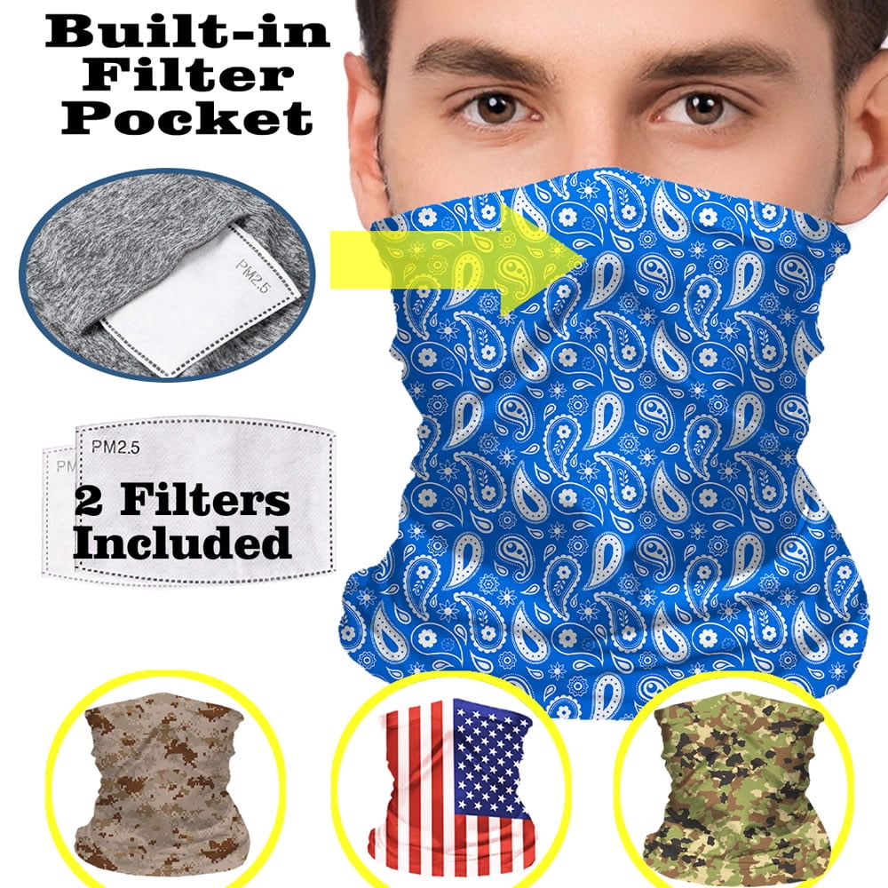 Reusable Neck Gaiter with Pocket, Breathable Cooling Face Mask
