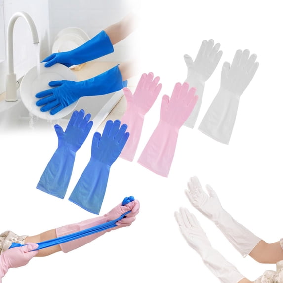 Reusable Nitrile Household Cleaning Gloves, Durable Kitchen Dishwashing Gloves for Home Use, Blue (S/M/L)