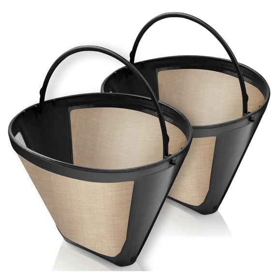 Reusable No.4 Cone Coffee Filters for Cuisinart DCC-3200 DCC-1200 DCC-3400 DCC-2200 DTC-975BKN and Ninja Brewers Stainless Steel Mesh 2 Pack