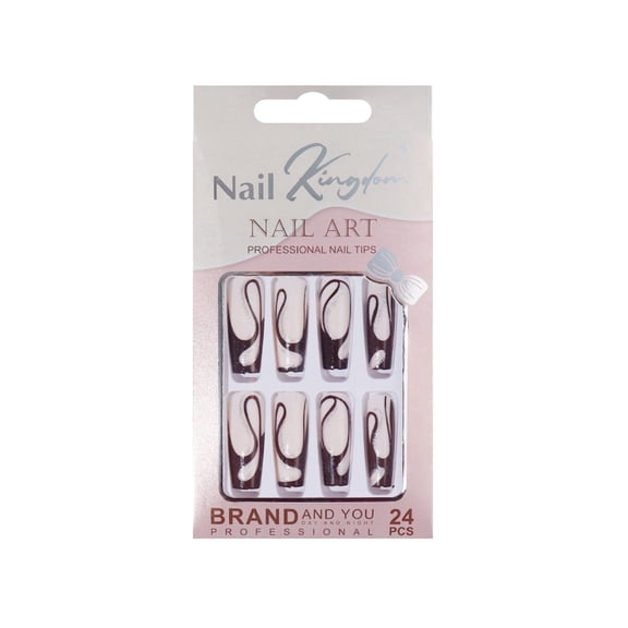 Radetop Reusable No Glue Artificial Press on False Nails, Long Square, 24 Count
