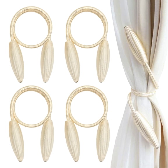 Beige White 4-Pack Curtain Tiebacks,, European Style Random Twist Design,, Decorative Window Drape Holders Clips