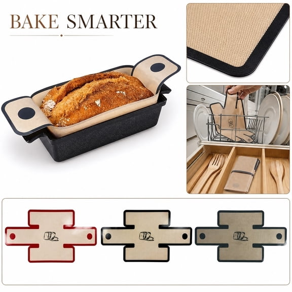 Reusable Non-Stick Baking Mat With Handles, Flexible Oven Liner For Baking Sheets And Pans, Rolling Mat For , Bread, Macarons, And Pizza Making, 1Pack Black