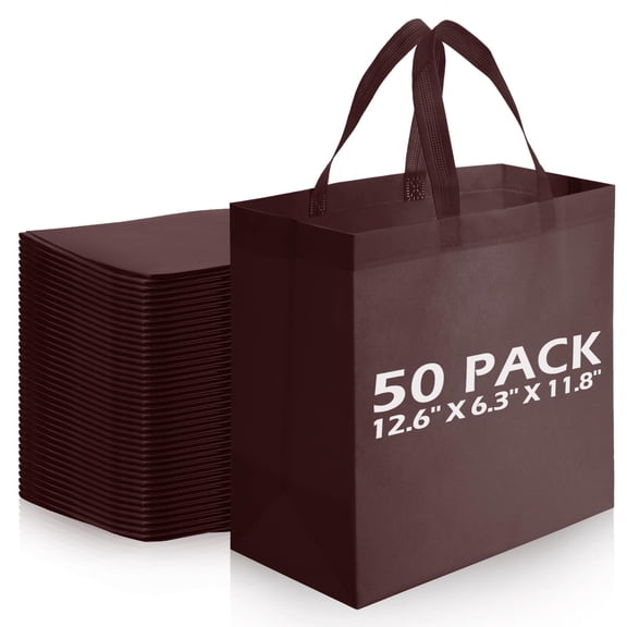 Reusable Non Woven Grocery Bags Coffee Color 50 Count