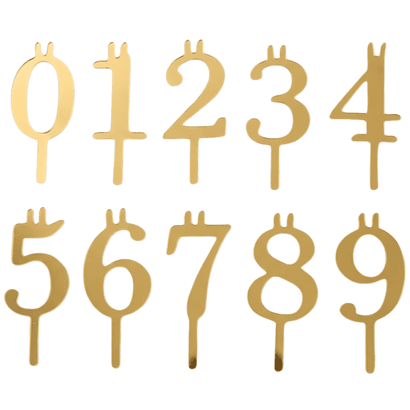 Reusable Number Birthday Candle Holder Set 09 Gold Finish Digital Cake Toppers, Stainless Steel Complete Digit Set, Forever Customizable Birthday Decor for Any Age