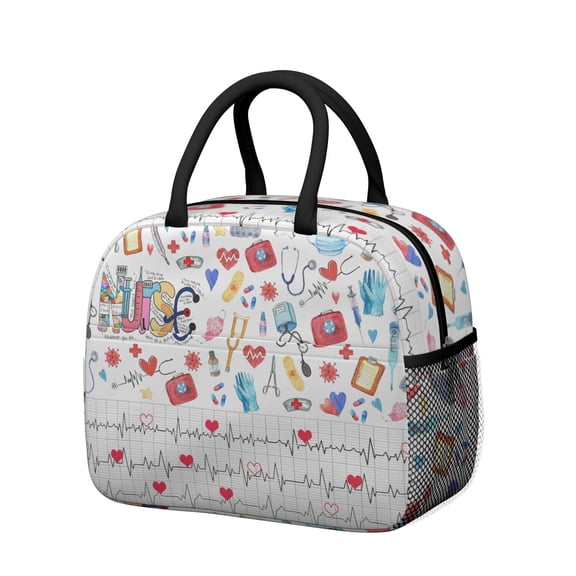 Reusable Nurse Lnsulated Lunch Bag for Women & Men-Leakproof Water-Resistant Cooler Tote,Large Capacity(10.6x8.7x6.3in)for Work,Office,Travel,Picnic,Beach.