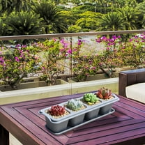 Reusable Nursery Planter Pots with Drainage Trays - Plastic Flower Pots Vegetable Planters, Small Planting Pots for Indoor Outdoor Succulents Herbs, Stackable Gardening Pots with Trays