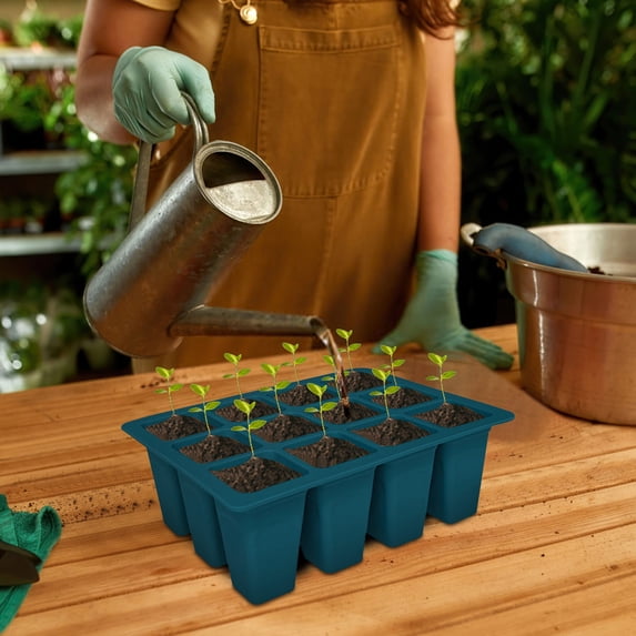 Reusable Nursery Pots & Planting Trays for Flowers & Vegetables | Flexible Plastic with Drainage Holes | 12-Point Design for Starting & Propagation | Set of 1