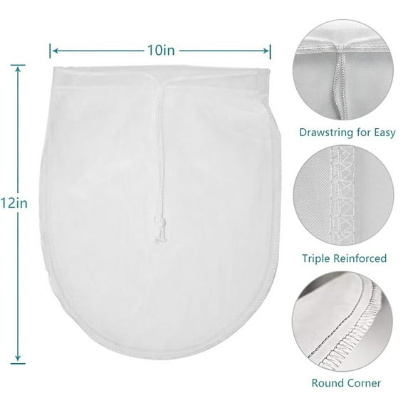 Reusable Nut Milk Bags Fine Mesh Cotton Cheesecloth Strainers with Drawstring 4 Pack Beige for Coffee Tea Juice