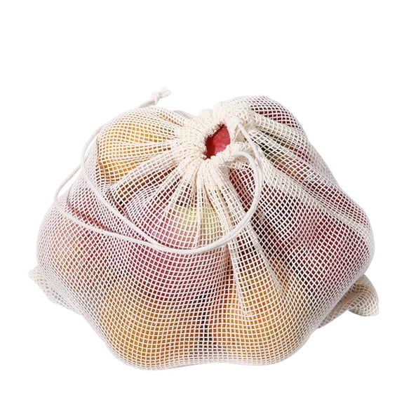 Reusable Onion Storage Bags - Organic Cotton Mesh Onion Bags with Drawstring - Washable Onion Holder Storage - Net Onion Keeper Sacks - Perfect Potato Storage Bags Set of 6