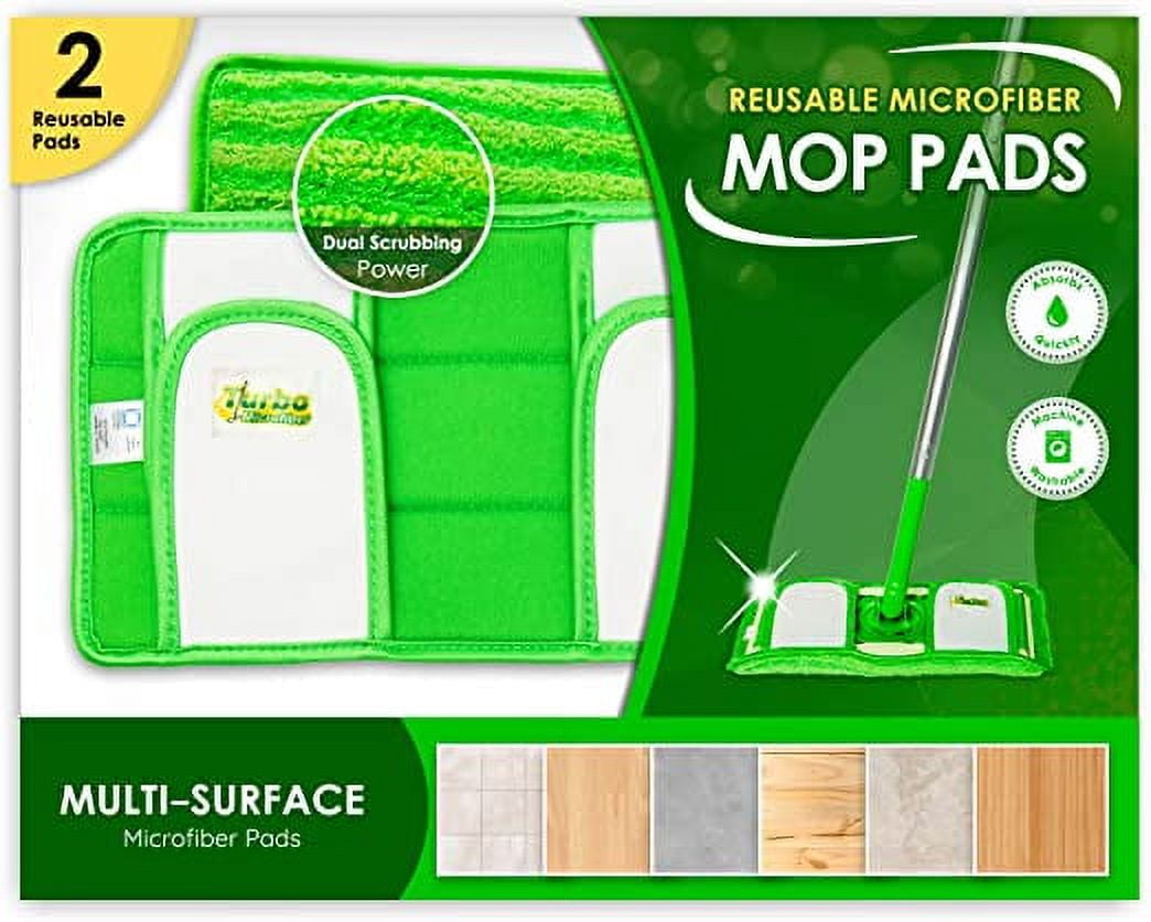 Green Washable Microfiber Mop Pads for Swiffer Sweeper - 2 Pack