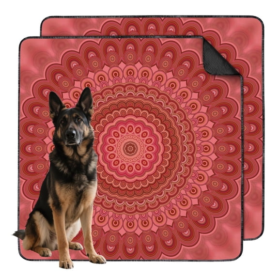 Reusable Pads for Dog Crates, 48" x48" Mandala Print, Highly Absorbent Material, Gripper Backing Preents Sliding on Hardwood or Laminate.
