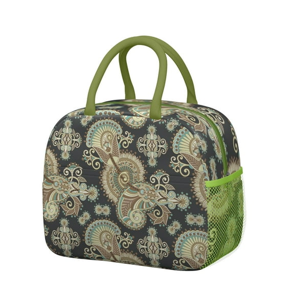Reusable Paisley Lnsulated Lunch Bag for Women & Men-Leakproof Water-Resistant Cooler Tote,Large Capacity(10.6x8.7x6.3in)for Work,Office,Travel,Picnic,Beach.