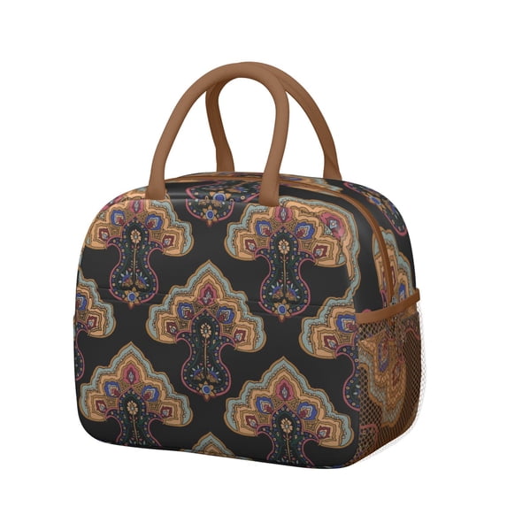 Reusable Paisley Lnsulated Lunch Bag for Women & Men-Leakproof Water-Resistant Cooler Tote,Large Capacity(10.6x8.7x6.3in)for Work,Office,Travel,Picnic,Beach.
