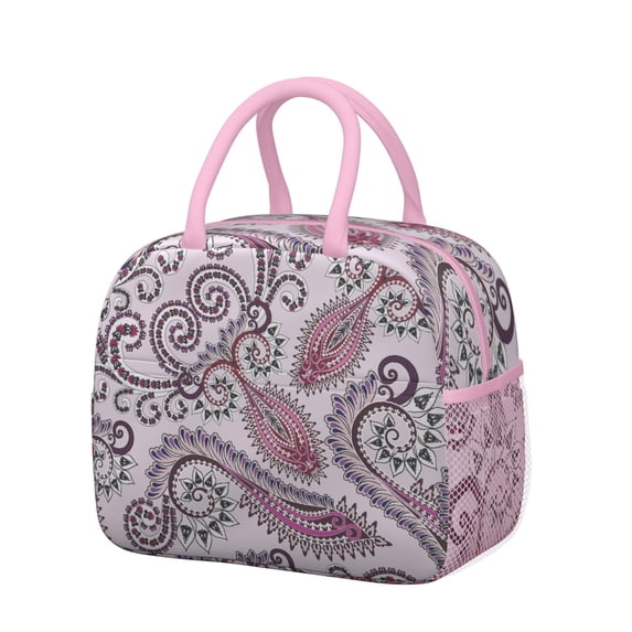 Reusable Paisley Lnsulated Lunch Bag for Women & Men-Leakproof Water-Resistant Cooler Tote,Large Capacity(10.6x8.7x6.3in)for Work,Office,Travel,Picnic,Beach.