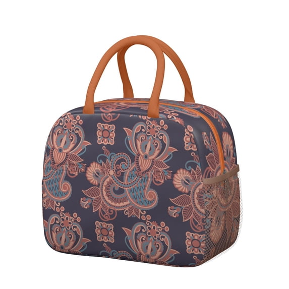 Reusable Paisley Lnsulated Lunch Bag for Women & Men-Leakproof Water-Resistant Cooler Tote,Large Capacity(10.6x8.7x6.3in)for Work,Office,Travel,Picnic,Beach.