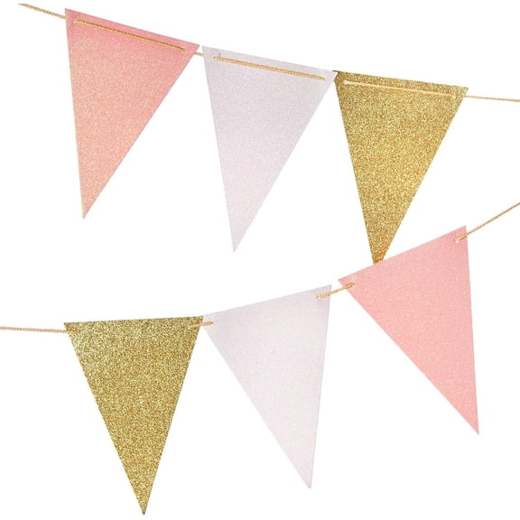 Reusable Paper Party Garland - 18 Eco-Friendly Triangle Flags for Birthdays, Weddings, Holidays