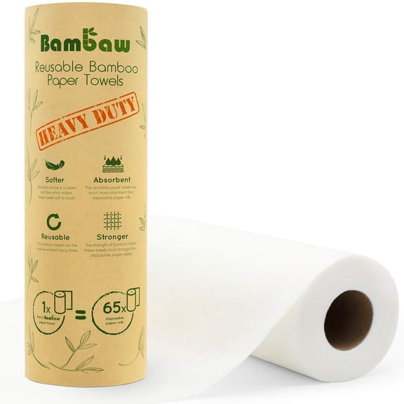Reusable Paper Towel | Bamboo Eco Kitchen Roll | Multipurpose Eco Cleaning | Strong, Thick and Absorbent | Eco Cloth | Eco Friendly Gifts | Soft on Skin | Quick Dry | 20 Eco Wipes | Bambaw