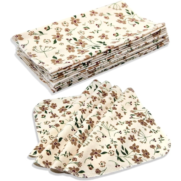 Reusable Paper Towels Cotton Cloths (12pcs), Absorbent Kitchen Dishcloths (10x10 inch) Washable Paperless Towels Zero Waste Alternative Napkins for Kitchen Household Cleaning