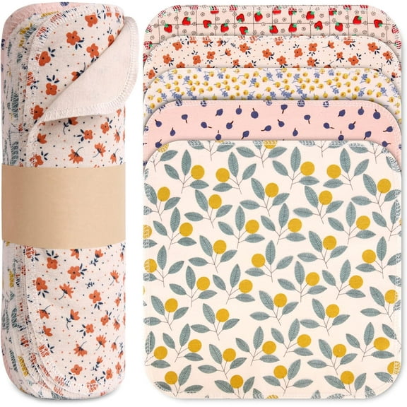 Reusable Paper Towels Roll, 25 Packs Washable Cotton Flannel Paper Towels, w/Cardboard Roll, 10 X 10in Super Soft, Absorbent, Fits on All Holders Kitchen Cloths Paper Towels