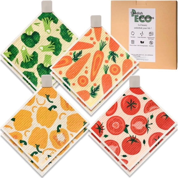 Reusable Paper Towels Swedish Dishcloths For Kitchen 8-pack Non-scratch Dish Super Absorbent Cellulose Cloths No Odor Rags