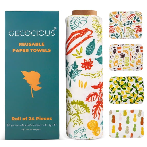 Gecocious Reusable Paper Towels, 100% Cotton Kitchen Cloth, Washable ...