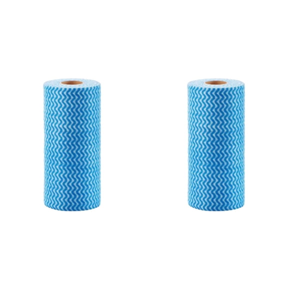 Reusable Paper Towels washable(2 Rolls /100pcs) Kitchen Paper Towels Multipurpose Fabric Non-Woven Kitchen Disposable Nonstick Wiping Rag House Cleaning Cloth Washcloth Towel (Blue)